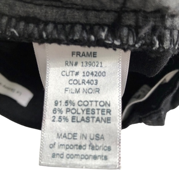 Frame Le Skinny de Jeanne Size 27 Distressed Black with Holes Film Noir - Picture 14 of 16